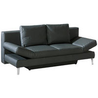SCHLAFSOFA Anthrazit Echtleder  - Chromfarben/Anthrazit, KONVENTIONELL, Leder/Metall (200/85/90cm) - Novel