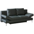 SCHLAFSOFA  in Echtleder Anthrazit  - Chromfarben/Anthrazit, KONVENTIONELL, Leder/Metall (200/85/90cm) - Novel