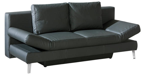 SCHLAFSOFA  in Echtleder Anthrazit  - Chromfarben/Anthrazit, KONVENTIONELL, Leder/Metall (200/85/90cm) - Novel