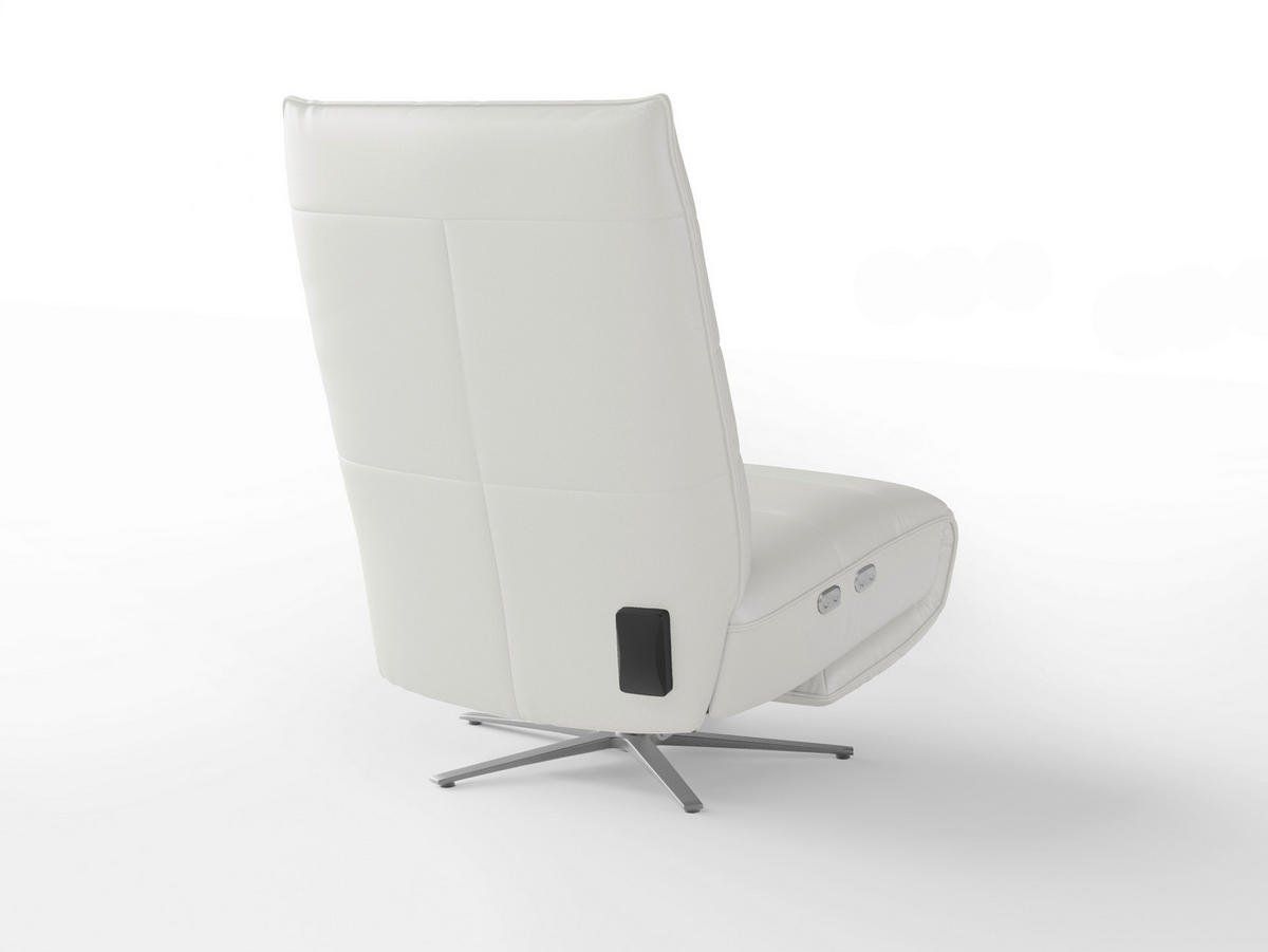 RELAXSESSEL Leder Weiss  - Weiss/Silberfarben, Basics, Leder/Metall (80/109/98cm) - Sit & More