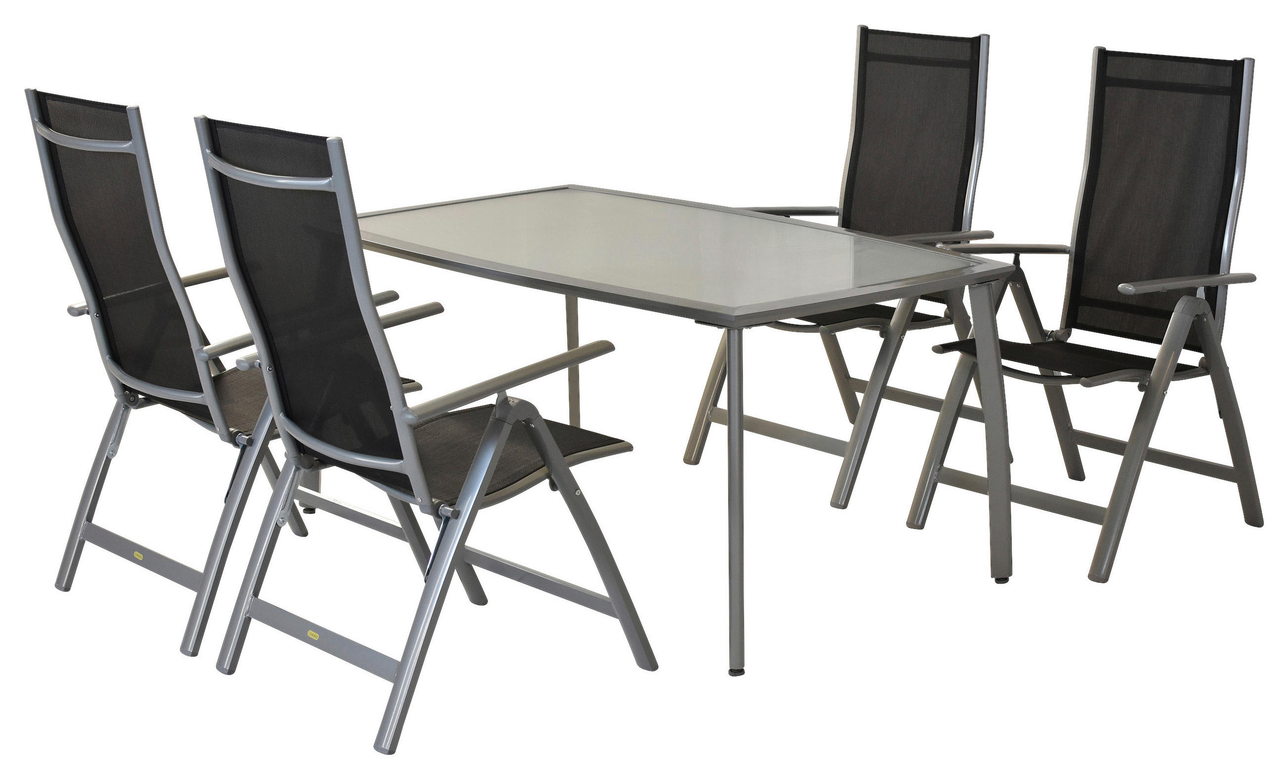 GARTENSET Aluminium - Silberfarben/Schwarz, MODERN, Textil/Metall - Gardenson
