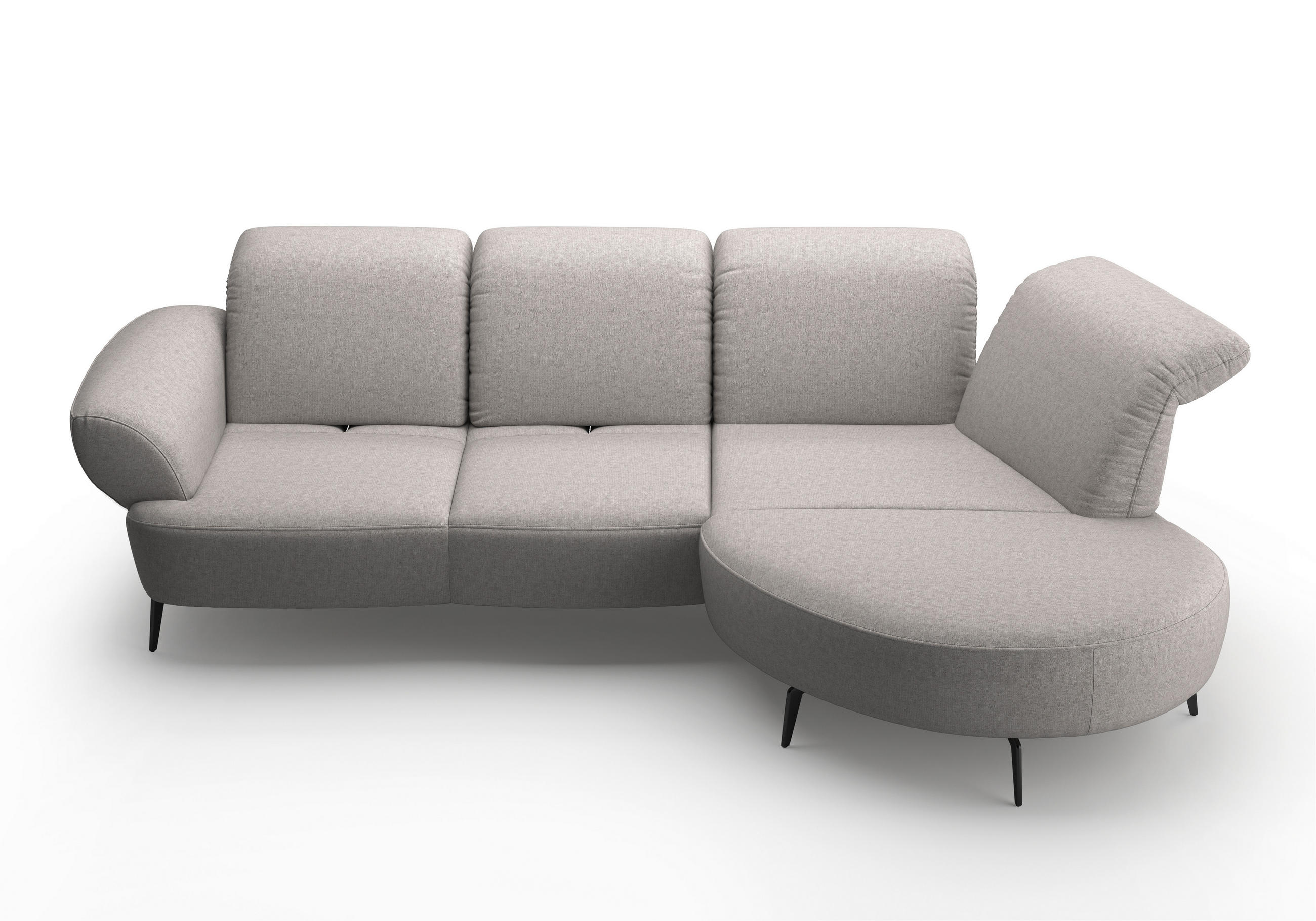 ECKSOFA in Flachgewebe Hellgrau - Hellgrau/Schwarz, Modern, Textil/Metall (313/208cm) - Sit & More