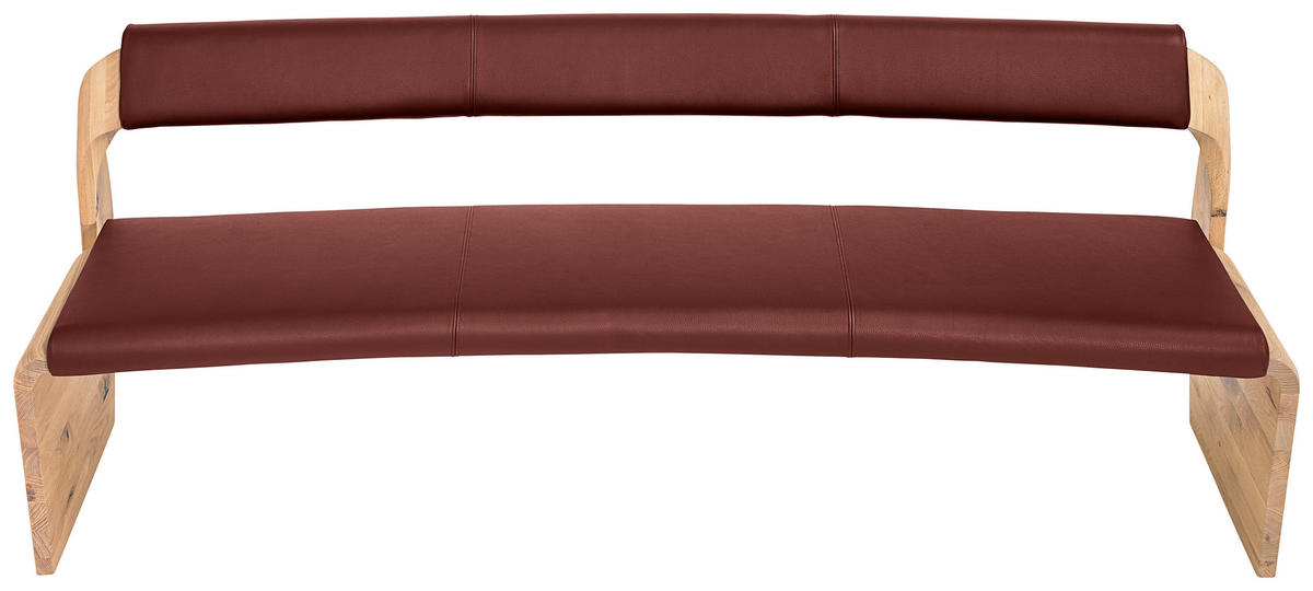 SITZBANK 227/84/70 cm  in Eichefarben, Weinrot  - Eichefarben/Weinrot, Natur, Leder/Holz (227/84/70cm) - Voglauer