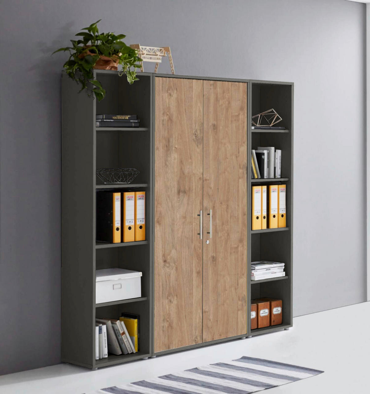 AKTENSCHRANK 172,6/185,6/33 cm  - Eichefarben/Anthrazit, MODERN, Holzwerkstoff (172,6/185,6/33cm) - MID.YOU