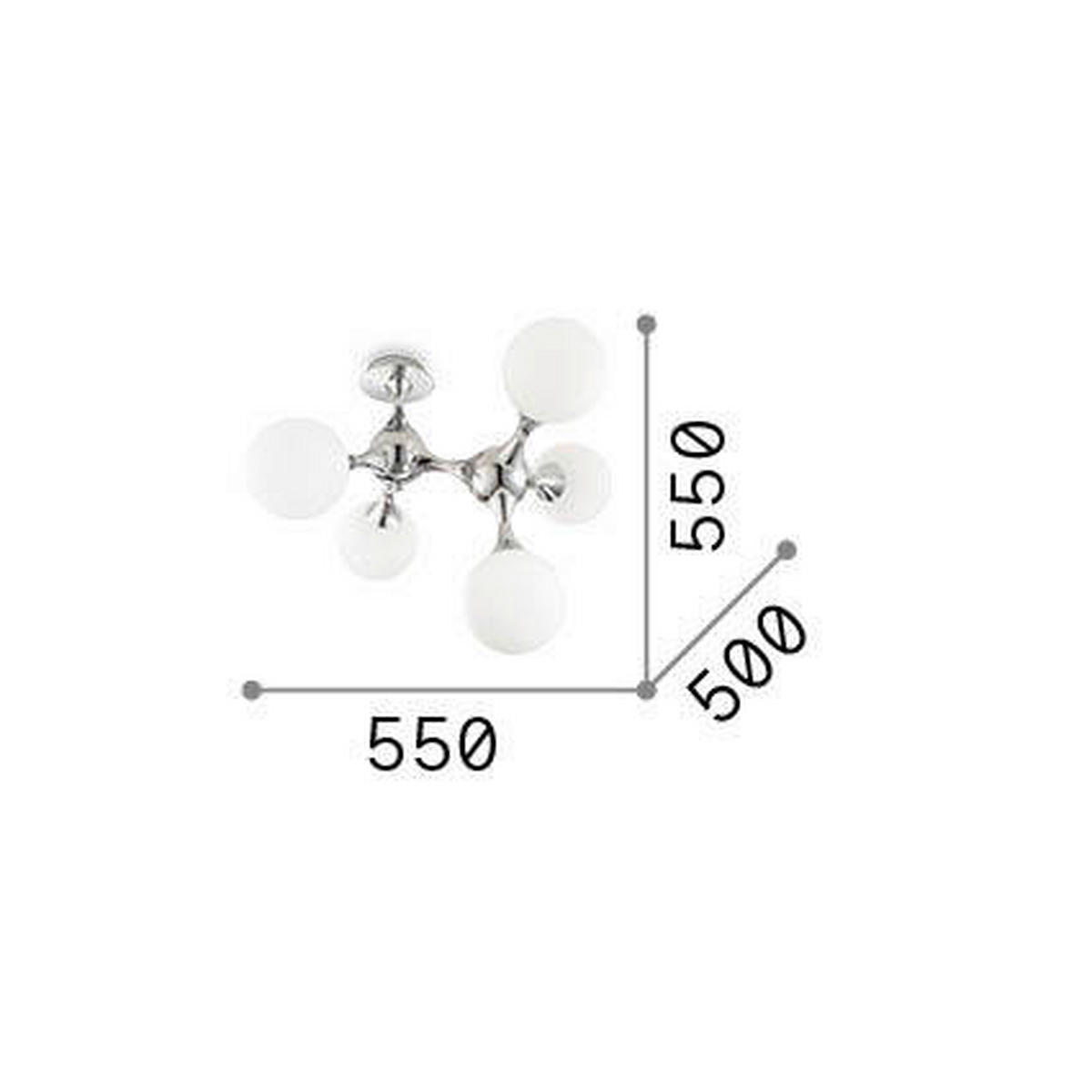 DECKENLEUCHTE Nodi 55/55/50 cm   - Messingfarben, Design, Glas/Metall (55/55/50cm) - Ideal Lux