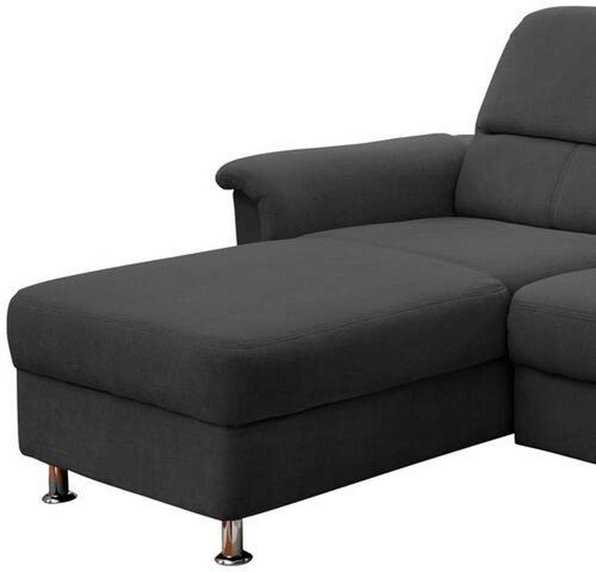 ECKSOFA in Mikrofaser Schwarz  - Chromfarben/Schwarz, Modern, Textil/Metall (165/231cm) - Livetastic