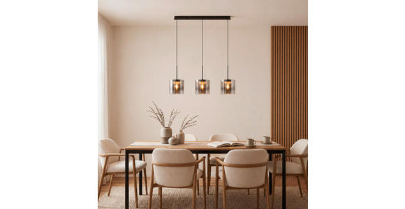 LED-HÄNGELEUCHTE Baia 100/20/180 cm   - Schwarz, Design, Glas/Metall (100/20/180cm) - Dieter Knoll