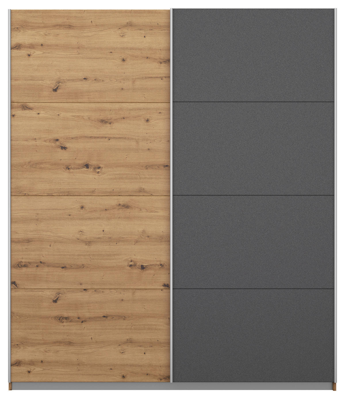 SCHWEBETÜRENSCHRANK 181/197/61 cm 2-türig Graphitfarben, Eiche Artisan  - Graphitfarben/Alufarben, MODERN, Holzwerkstoff/Metall (181/197/61cm) - Rauch Möbel