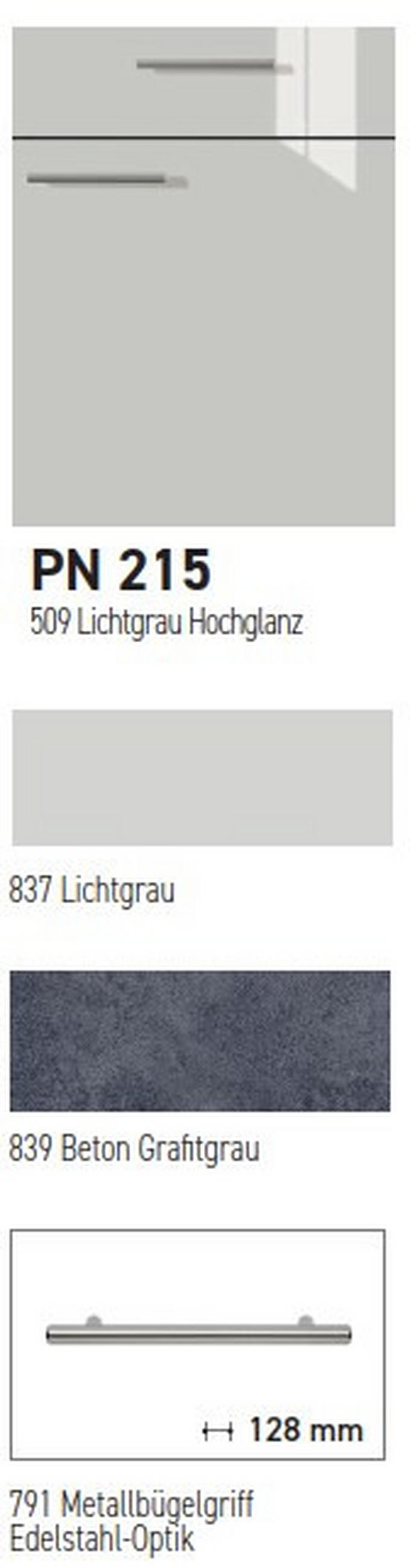 KÜCHENBLOCK PN 215 260 cm  in Graphitfarben, Hellgrau  - Edelstahlfarben/Hellgrau, Design, Holzwerkstoff/Metall (260cm) - Pino