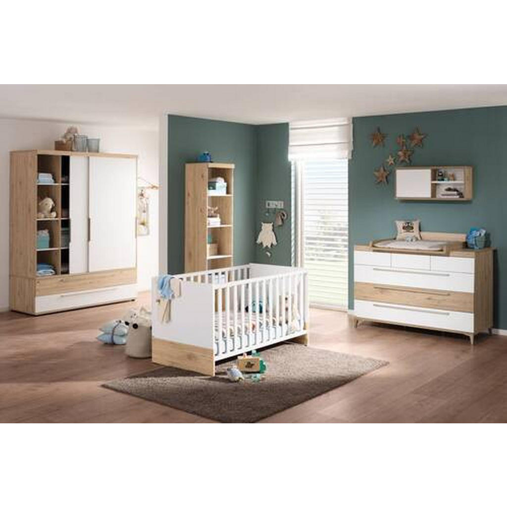 Thumbnail - Paidi Kommode Remo, Weiß, Eiche, Metall, 6 Schublade(n) Schubladen, 94.3x55.9x141.2 cm, Blauer Engel, Goldenes M, Wohnzi...