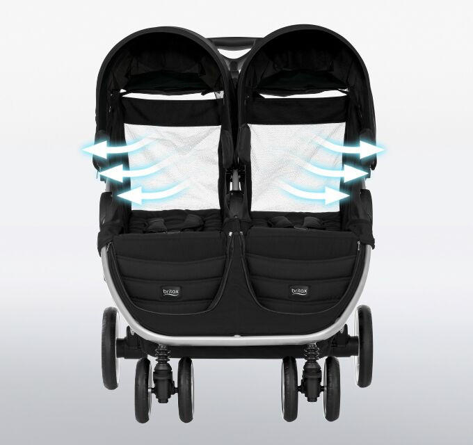 BARNVAGN B-Agile Double  - silver/svart, Basics, metall/textil (78/104cm) - Britax Römer
