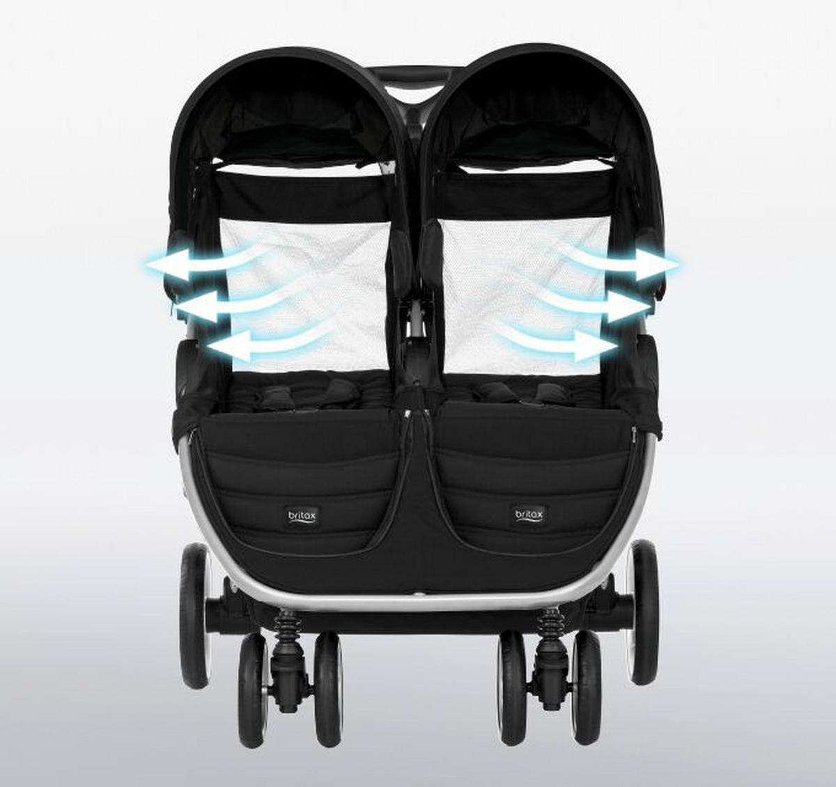 KINDERWAGEN  B-Agile Double  Cosmos Black  - Silberfarben/Schwarz, Basics, Textil/Metall (78/104/105cm) - Britax Römer