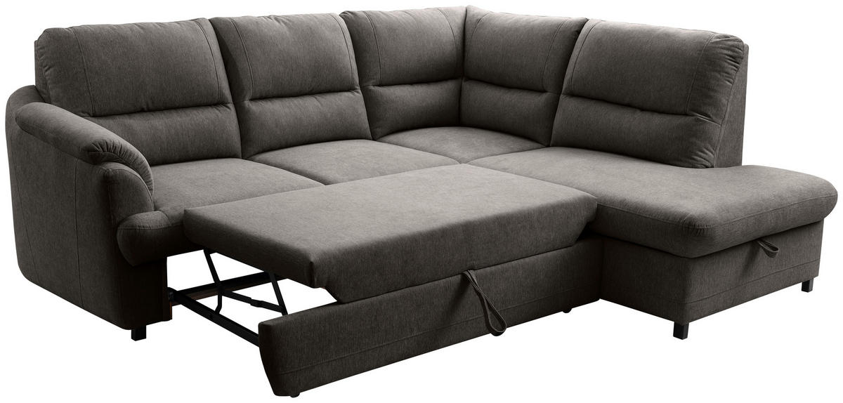 ECKSOFA in Braun  - Greige/Schwarz, Basics, Holz/Textil (240/200cm) - MID.YOU