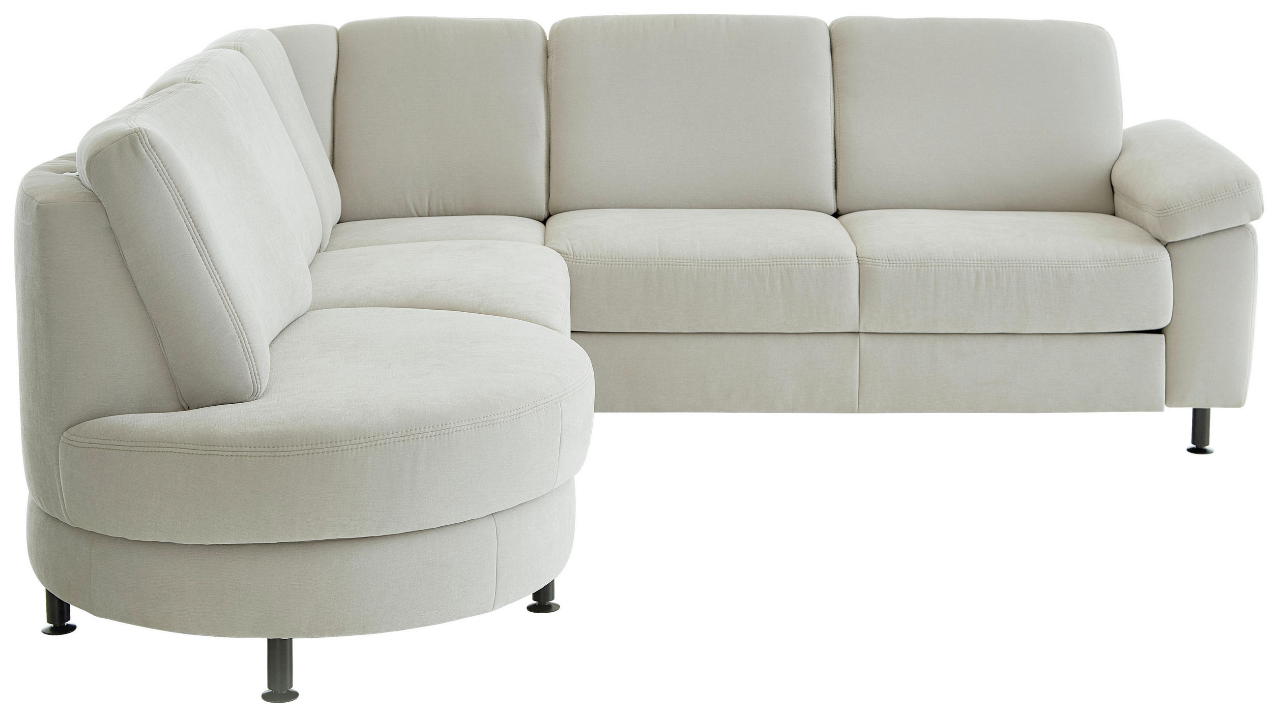 ECKSOFA in Flachgewebe Hellgrau  - Hellgrau/Schwarz, Konventionell, Textil/Metall (252/248cm) - Beldomo Comfort