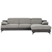 ECKSOFA Hellgrau, Dunkelgrau Chenille Kopfstütze  - Dunkelgrau/Hellgrau, Design, Textil/Metall (291/80-98/178cm) - Livetastic