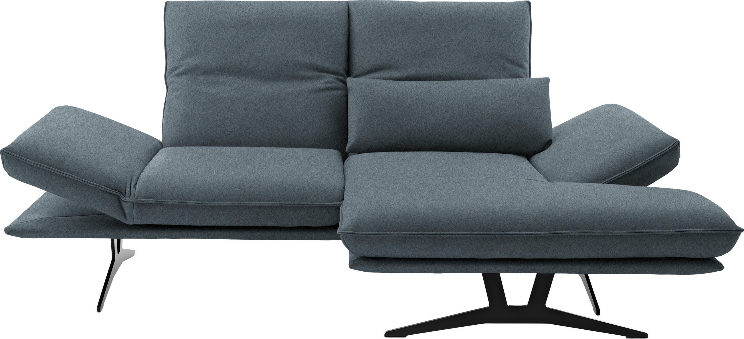 ECKSOFA in Echtleder Blau  - Blau/Schwarz, Design, Leder/Metall (210/130cm) - Dieter Knoll