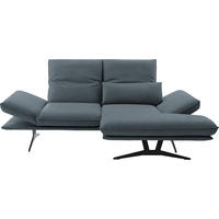 ECKSOFA in Echtleder Blau  - Blau/Schwarz, Design, Leder/Metall (210/130cm) - Dieter Knoll