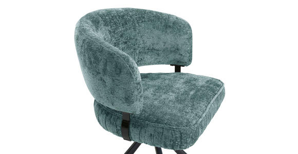 STUHL Chenille Petrol - Petrol/Schwarz, Design, Textil/Metall (62/80/56cm) - Landscape