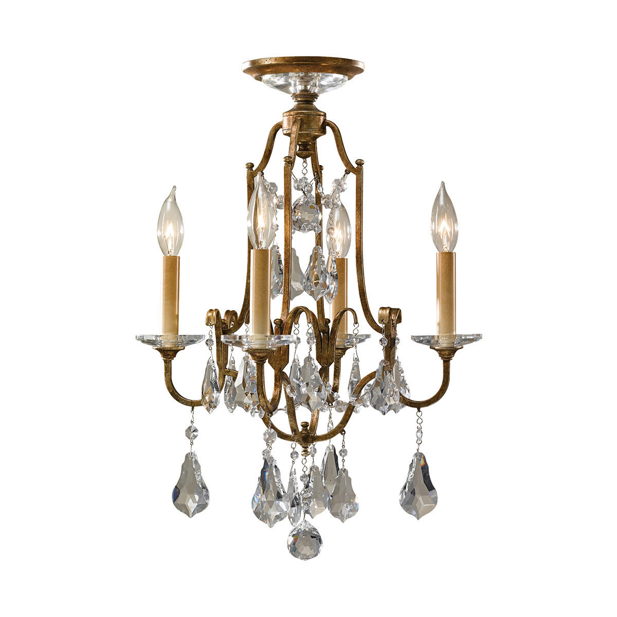 KRONLEUCHTER 41/53.3 cm    - Bronzefarben, Konventionell, Glas/Metall (41/53.3cm) - Elstead Lighting