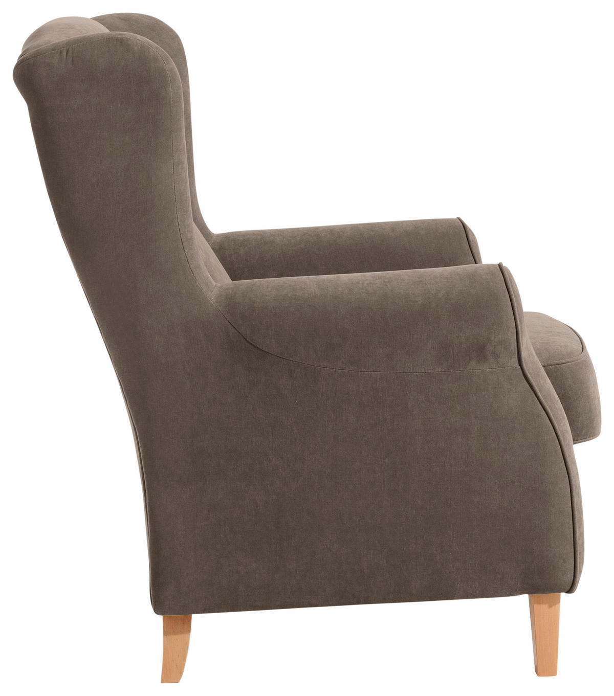 OHRENSESSEL in Velours Hellbraun  - Hellbraun/Buchefarben, Design, Holz/Textil (77/103/86cm) - Max Winzer