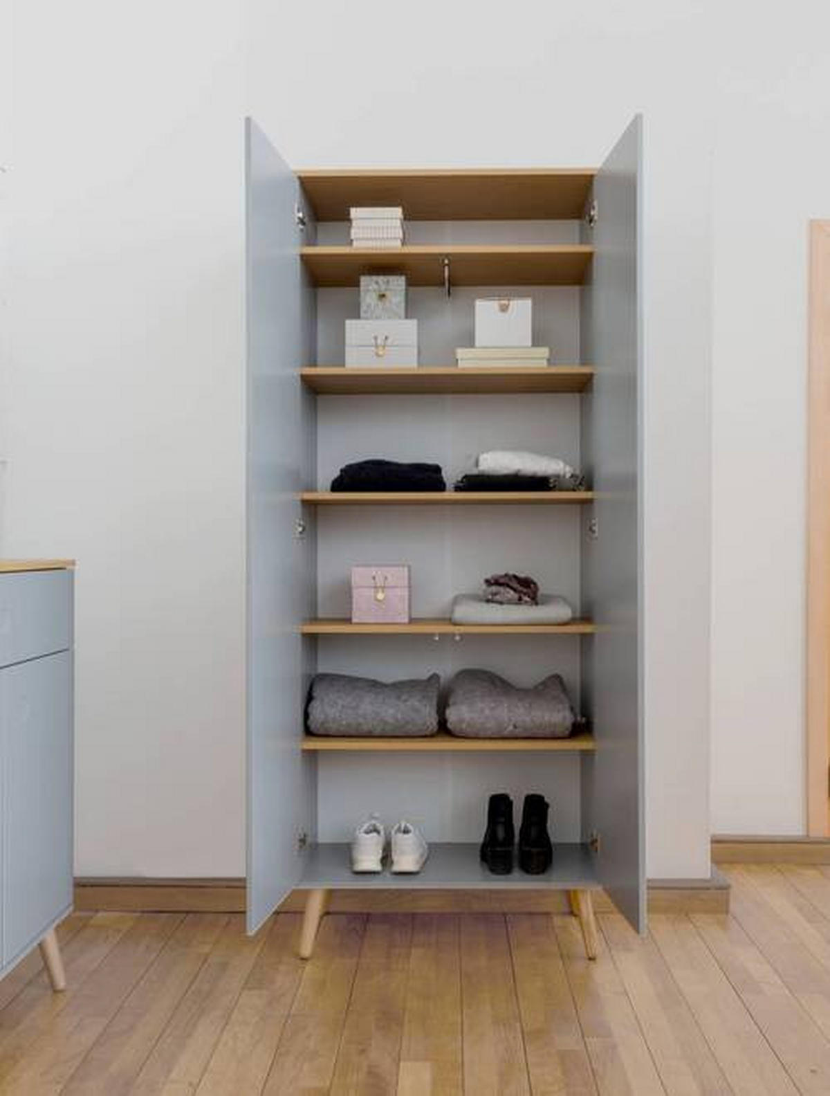 GARDEROBENSCHRANK Dot  in 79/201/37 cm  - Eichefarben/Grau, Design, Holzwerkstoff (79/201/37cm)