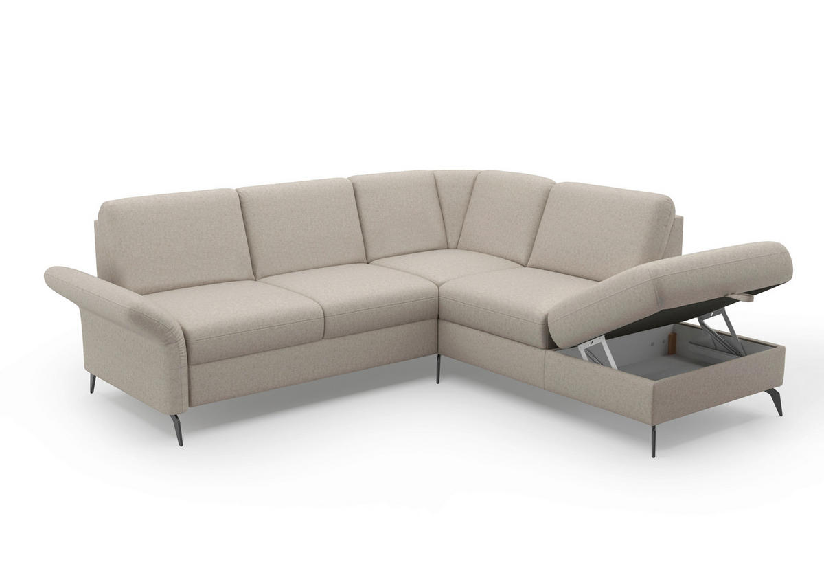 ECKSOFA ROCHELLE E Taupe Flachgewebe  - Taupe/Schwarz, KONVENTIONELL, Textil/Metall (240/216cm) - Sit & More