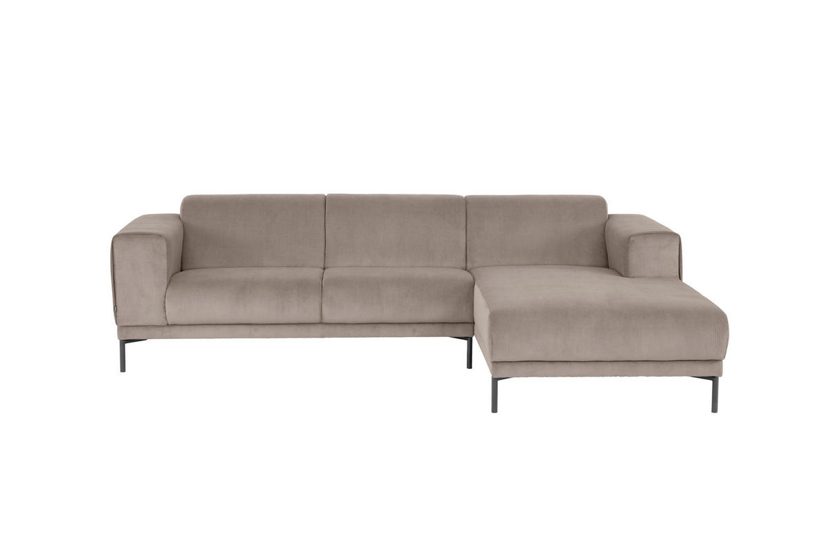 ECKSOFA Taupe Cord  - Taupe/Schwarz, Design, Textil/Metall (262/183cm) - MID.YOU