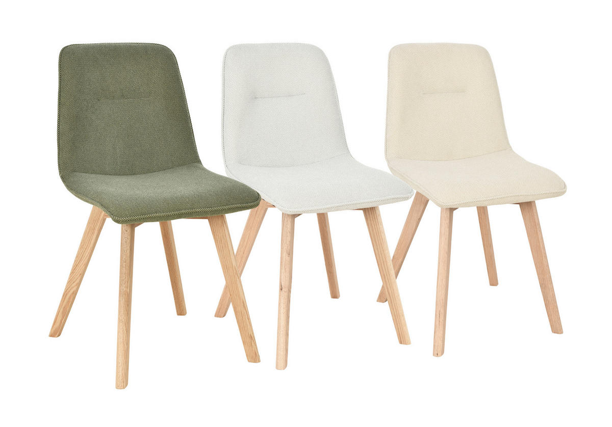 ŽIDLE, zelená, barvy dubu - barvy dubu/zelená, Moderní, dřevo/textil (45/88/54cm) - Stylife