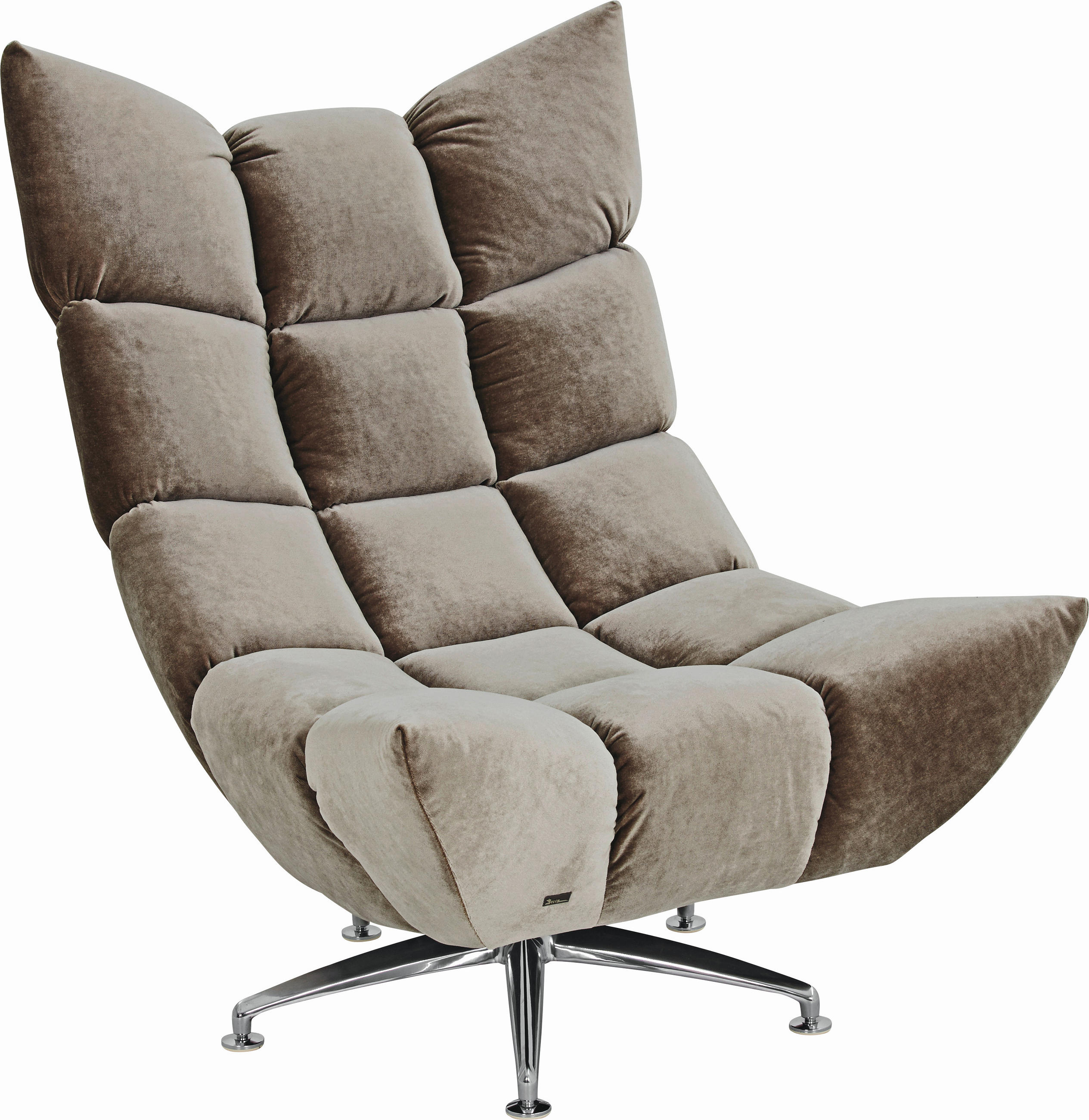 SESSEL in Samt Grau  - Alufarben/Grau, Trend, Textil/Metall (87/115/114-129cm) - Bretz