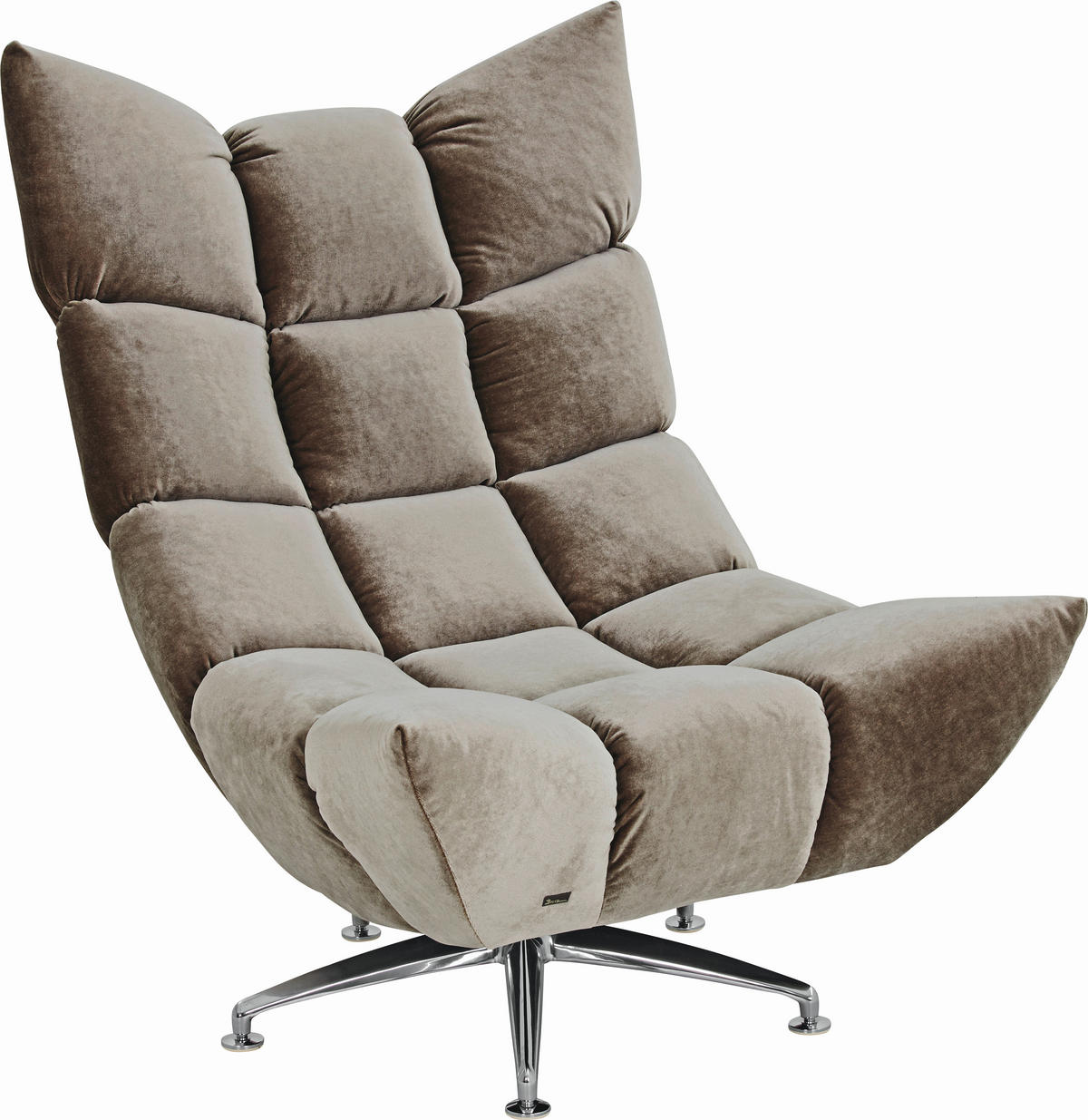 SESSEL in Samt Grau  - Alufarben/Grau, Trend, Textil/Metall (87/115/114-129cm) - Bretz