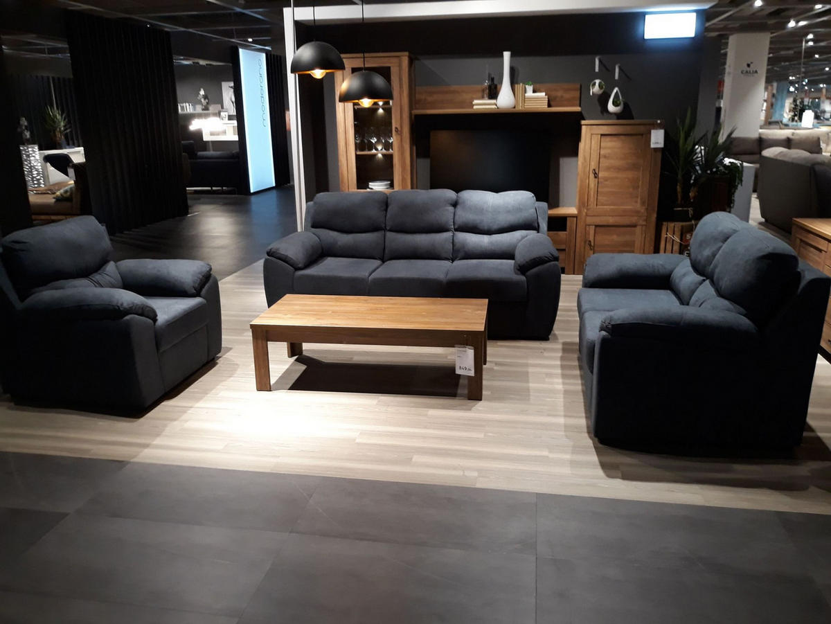 SJEDEĆA GARNITURA drvo, tekstil, drvni materijal  tamno plava   - tamno plava, Moderno, drvni materijal/drvo