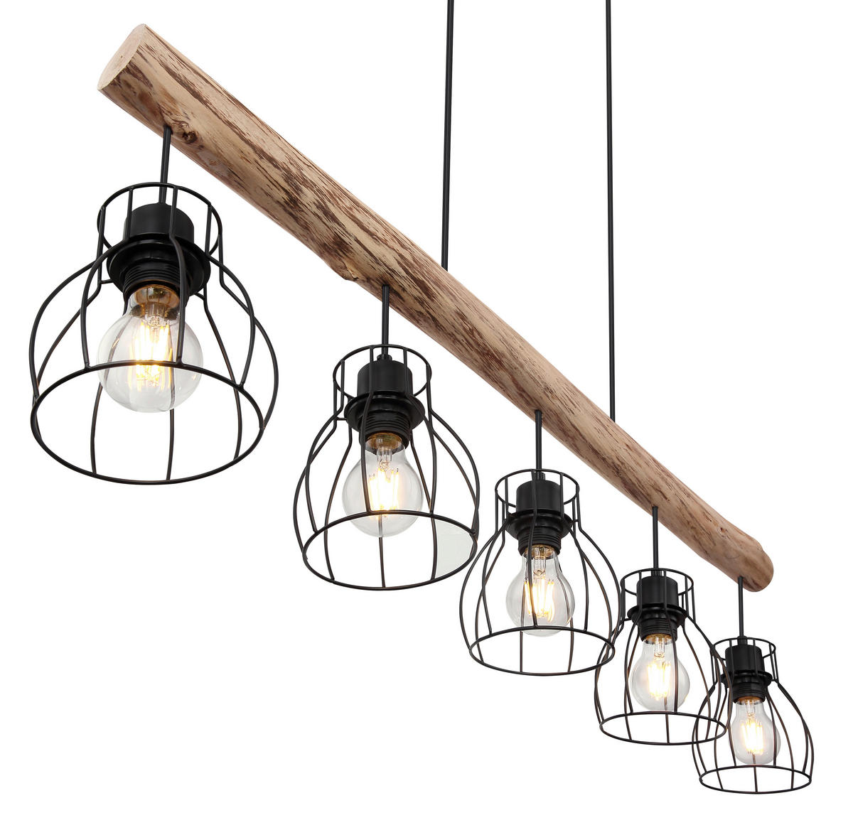 HÄNGELEUCHTE 100/13,6/140 cm    - Schwarz/Naturfarben, Trend, Holz/Metall (100/13,6/140cm) - Marama