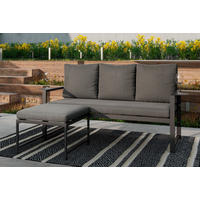 LOUNGEGARNITUR 2-teilig   191,5/81/67 cm Stahl  - Dunkelgrau, MODERN, Textil/Metall (191,5/81/67cm) - Ambia Garden
