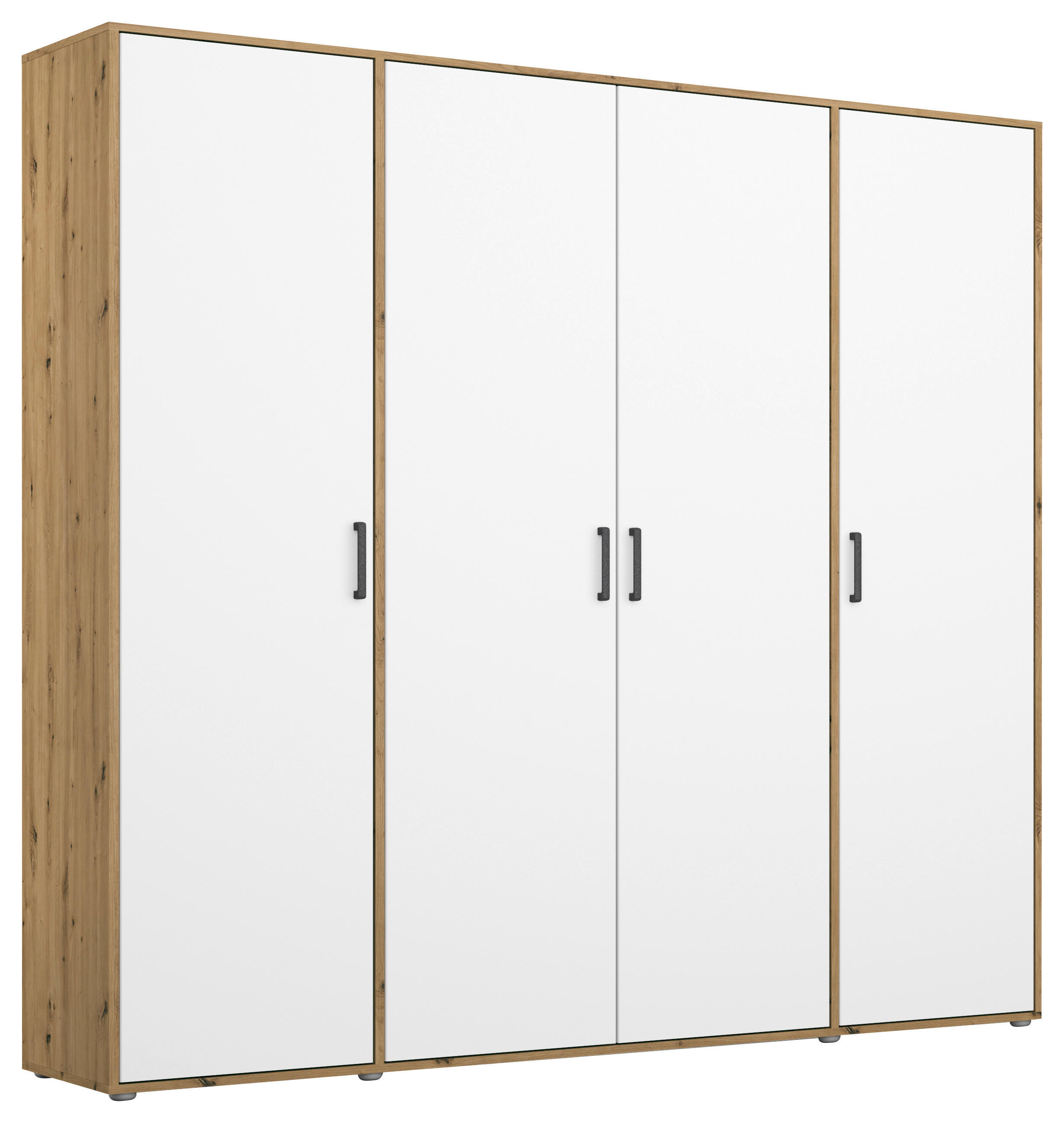 OMARA S KLASIČNIMI VRATI, bela, hrast artisan  - siva/bela, Moderno, umetna masa/leseni material (187/194/53cm) - Modern Living