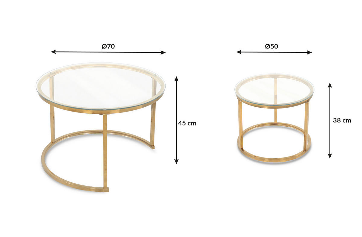 SET KLUB STOLIĆA višebojno, bijela, zlatne boje, prozirno  metal, staklo  - bijela/višebojno, Design, staklo/metal (50-70/50-70/38-45cm) - MID.YOU
