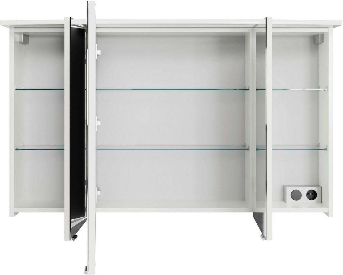 BADEZIMMER 3-teilig  in 120,5 cm  - Chromfarben/Weiß Hochglanz, MODERN, Glas/Keramik (120,5cm) - Sadena