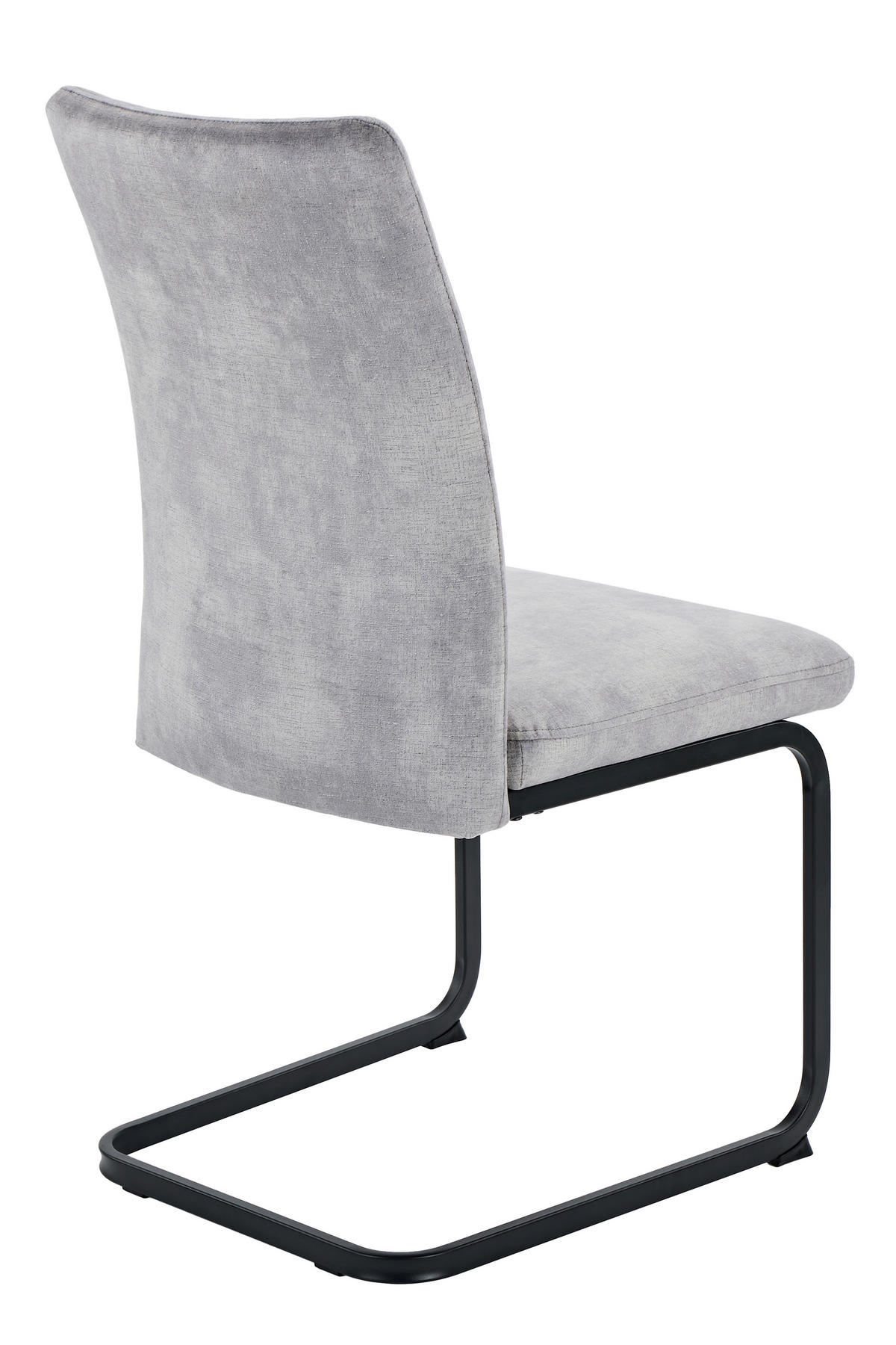 SCHWINGSTUHL-SET 4 Stück erweiterbar Samt, Mikrofaser  - Silberfarben/Schwarz, MODERN, Textil/Metall (49/98/61cm) - MID.YOU