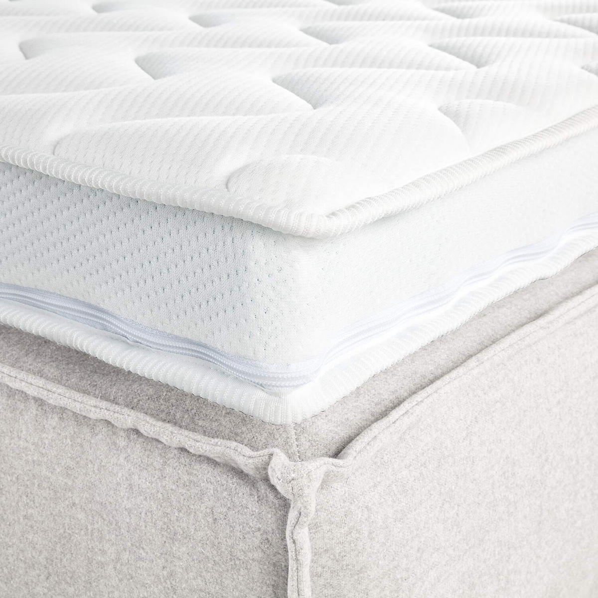BOXSPRINGBETT 180/200 cm  in Creme  - Creme/Schwarz, Design, Textil (180/200cm) - home24