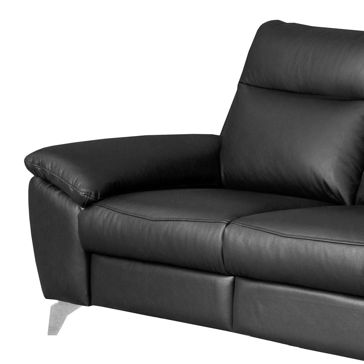2-SITZER-SOFA 178/95/96 cm PERLE in Echtleder Schwarz   - Chromfarben/Schwarz, Design, Leder/Metall (178/95/96cm) - Livetastic