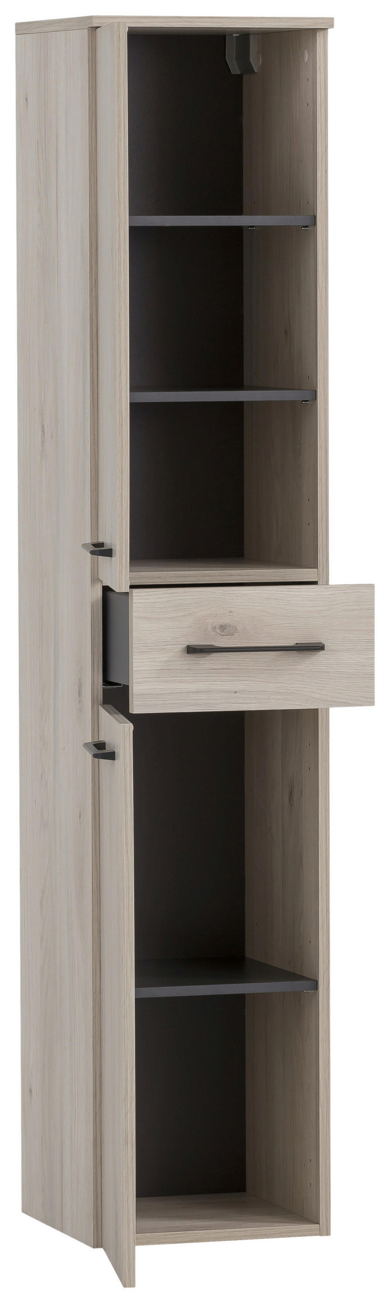 Thumbnail - Stylife Hochschrank Maxim, Sand, Anthrazit, Holzwerkstoff, 3 Fächer, 1 Schubladen, 32.7x159.1x35.3 cm, hängend, Zusatzau...