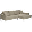 ECKSOFA Greige Cord - Greige/Schwarz, KONVENTIONELL, Textil/Metall (276/173cm) - Carryhome
