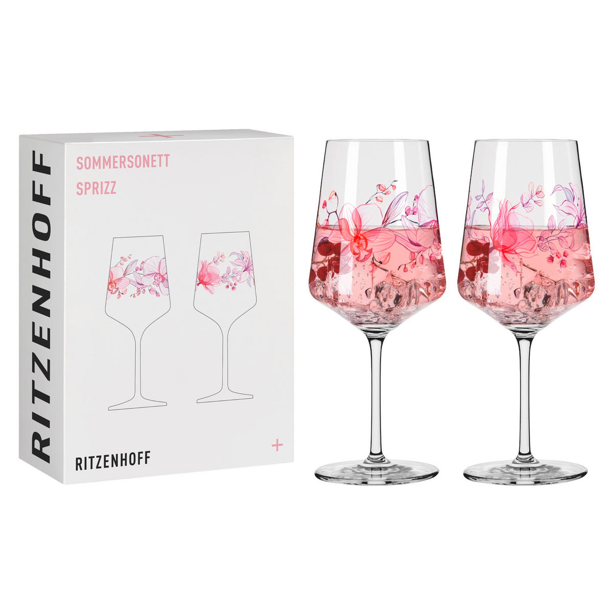 GLÄSERSET Sommersonett 2-teilig  - Pink/Transparent, Trend, Glas (9,3/22,5cm) - Ritzenhoff
