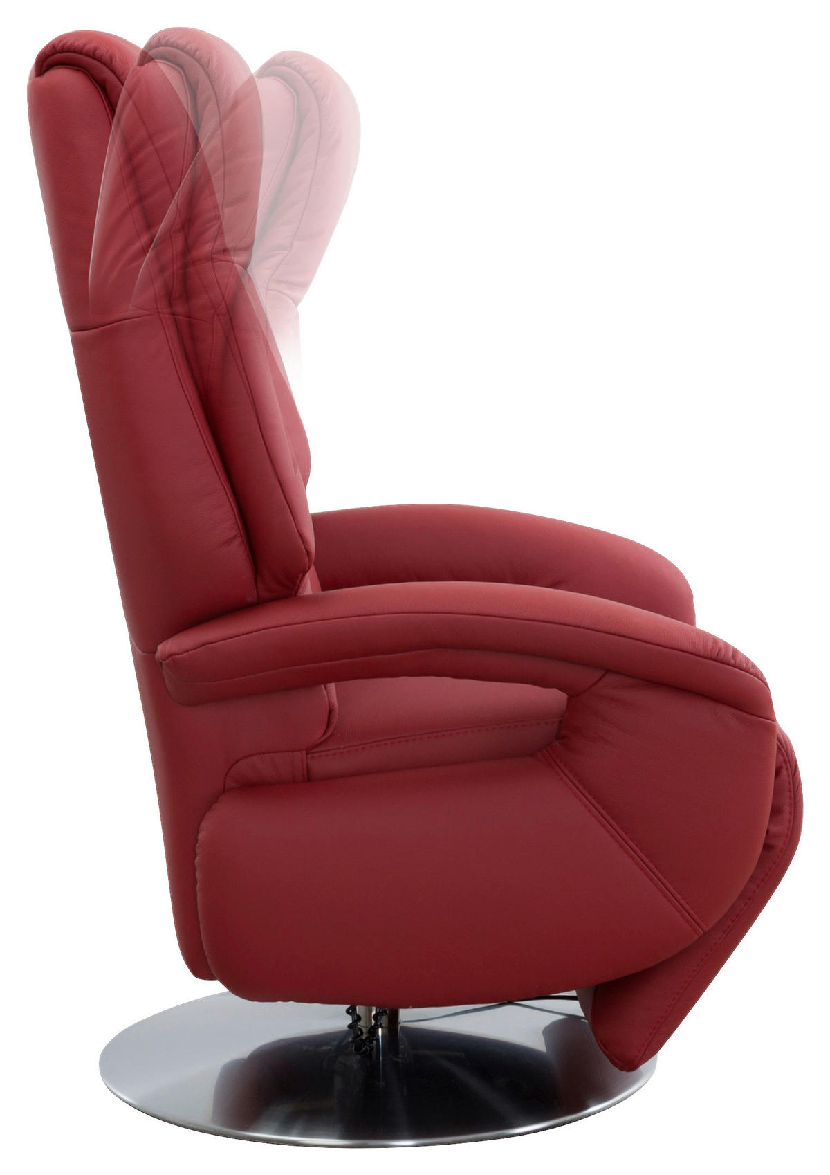 RELAXSESSEL Echtleder    - Chromfarben/Rot, KONVENTIONELL, Leder/Metall (74/111/77cm) - Sit & More