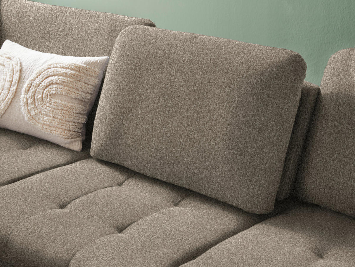 ECKSOFA Greige Struktur  - Greige/Schwarz, Natur, Textil/Metall (233/288cm) - Valnatura