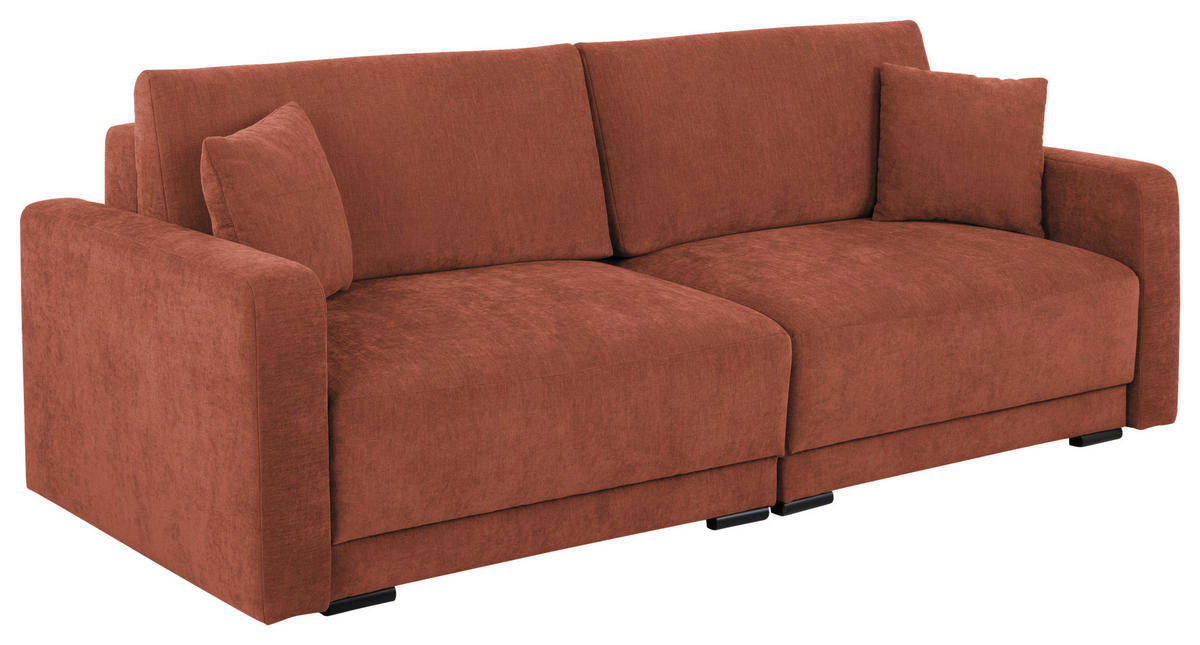 2-SITZER-SOFA in Chenille Rostfarben  - Rostfarben/Schwarz, Konventionell, Kunststoff/Textil (233/90/110cm) - MID.YOU