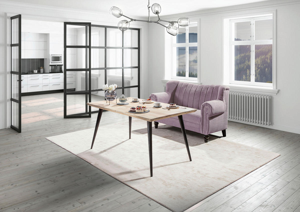2-SITZER-SOFA in Cord Flieder  - Dunkelbraun/Flieder, Design, Holz/Textil (168/96/75cm) - Ambia Home