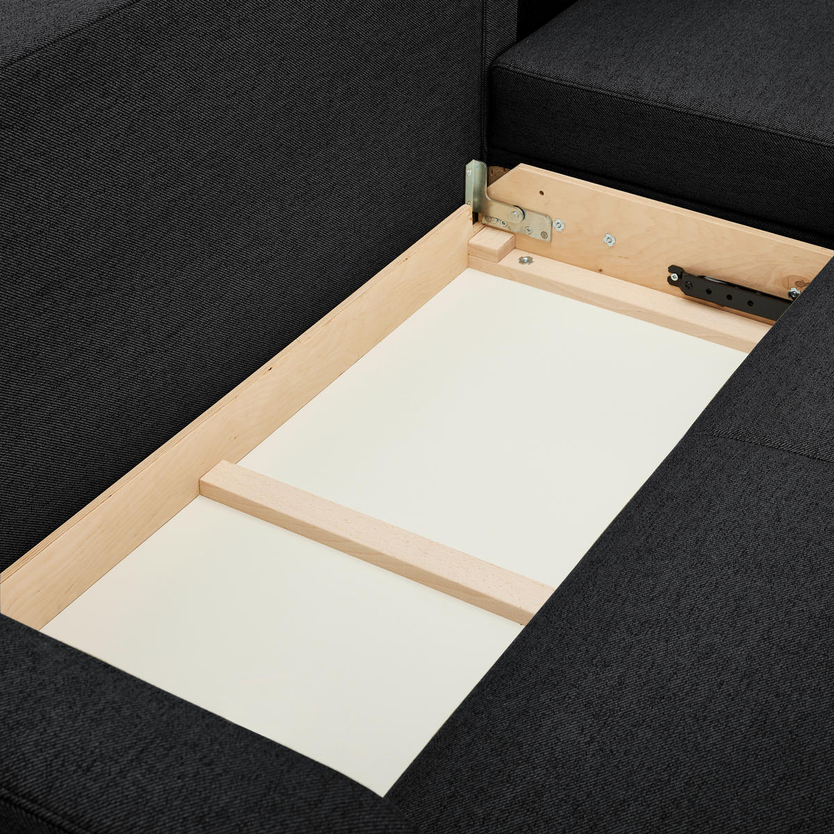 ECKSOFA in Flachgewebe Schwarz  - Eiche Wotan/Schwarz, Konventionell, Holz/Textil (255/157cm) - Carryhome