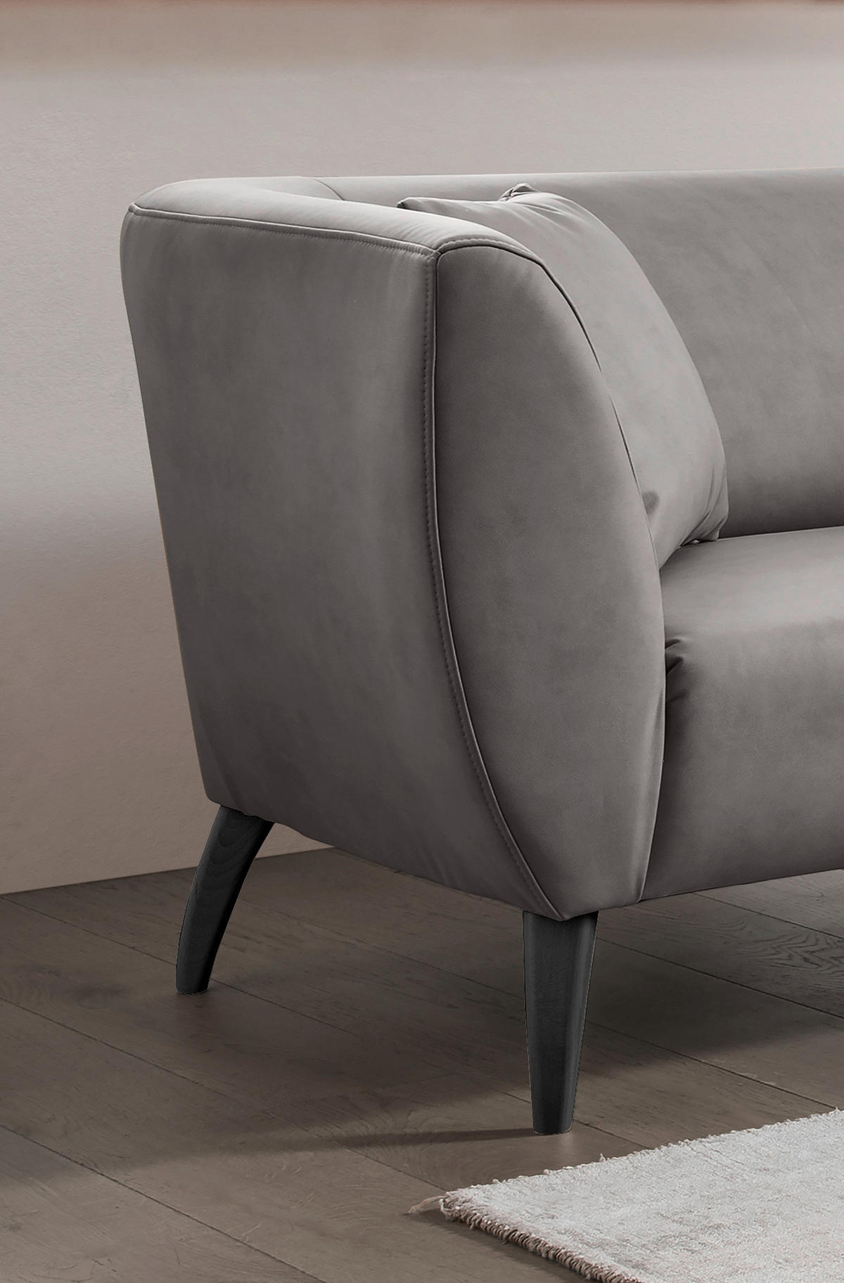 2-SITZER-SOFA Lederlook Anthrazit  - Anthrazit/Schwarz, MODERN, Holz/Textil (172/83/88cm) - Livetastic