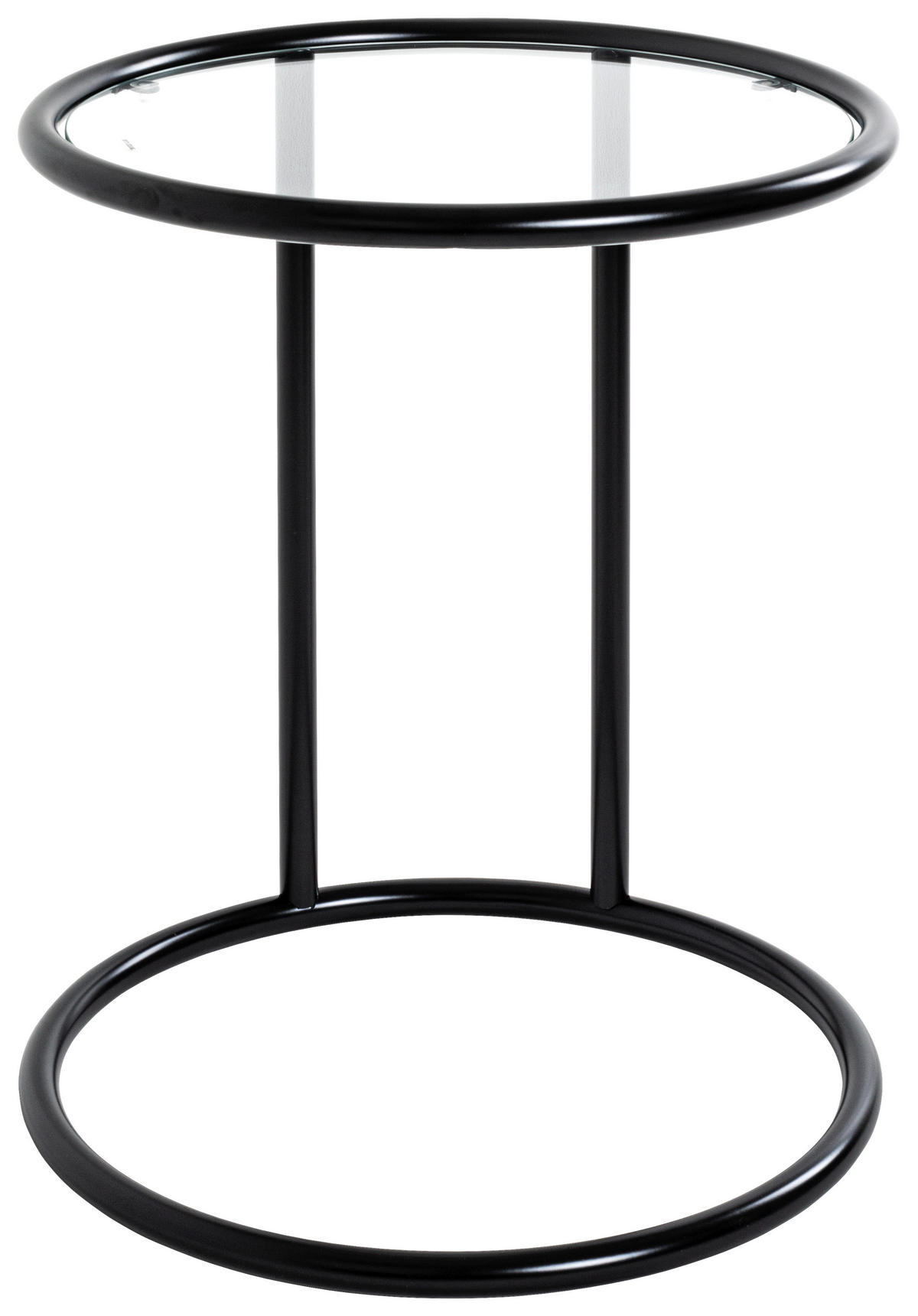 BEISTELLTISCH in Metall, Glas 45/45/55 cm  - Schwarz, Design, Glas/Metall (45/45/55cm)