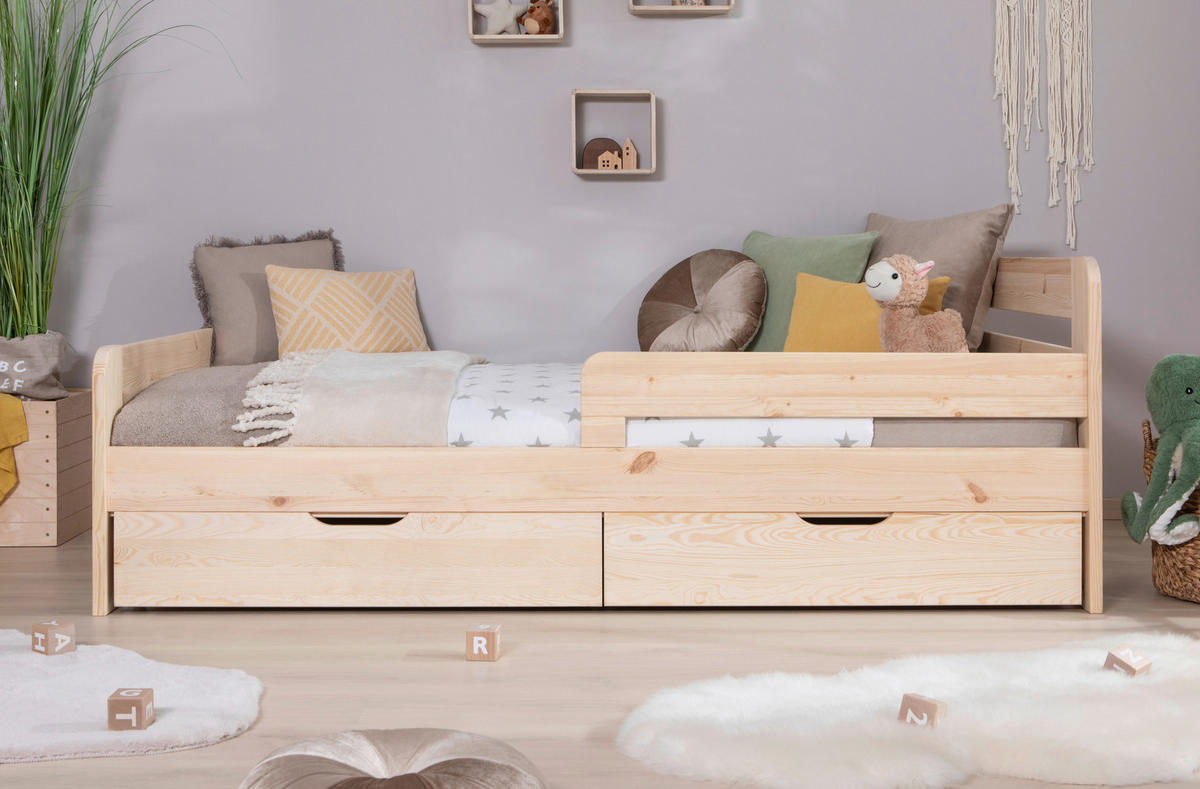STAURAUMBETT 120/200 cm  in Naturfarben  - Naturfarben, MODERN, Holz/Textil (120/200cm) - MID.YOU